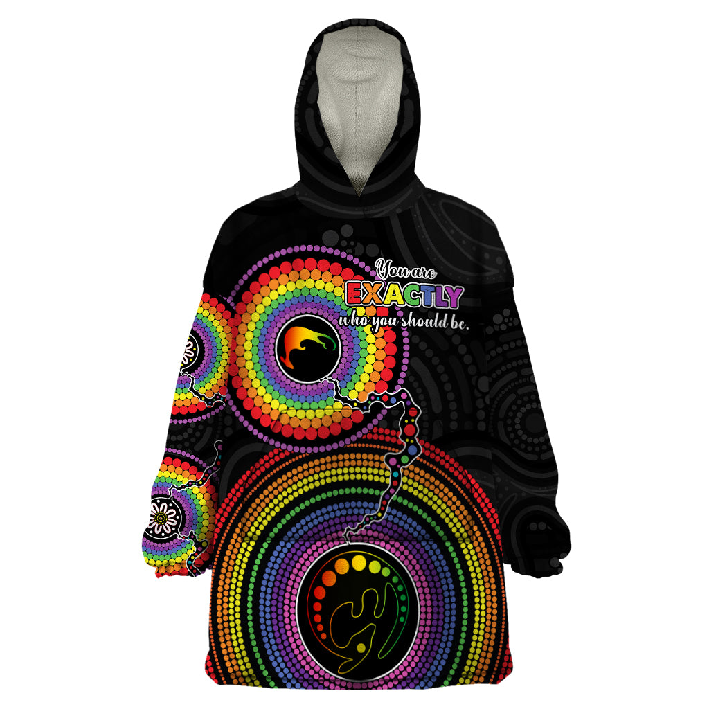 Australia LGBT Wearable Blanket Hoodie You Are Exactly Who You Should Be Aboriginal Style - Vibe Hoodie Shop