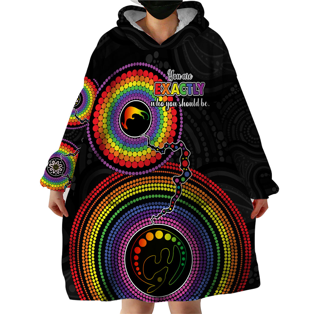 Australia LGBT Wearable Blanket Hoodie You Are Exactly Who You Should Be Aboriginal Style - Vibe Hoodie Shop