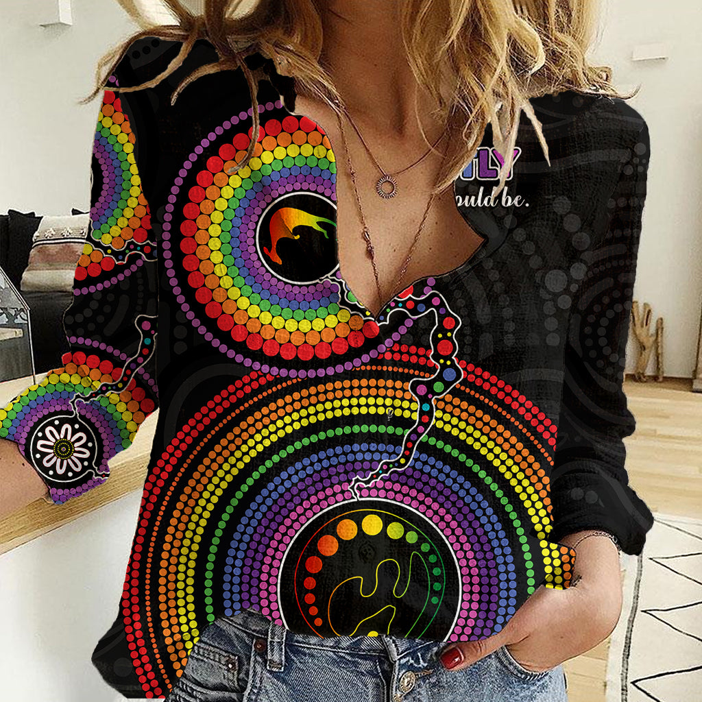 Australia LGBT Women Casual Shirt You Are Exactly Who You Should Be Aboriginal Style - Vibe Hoodie Shop