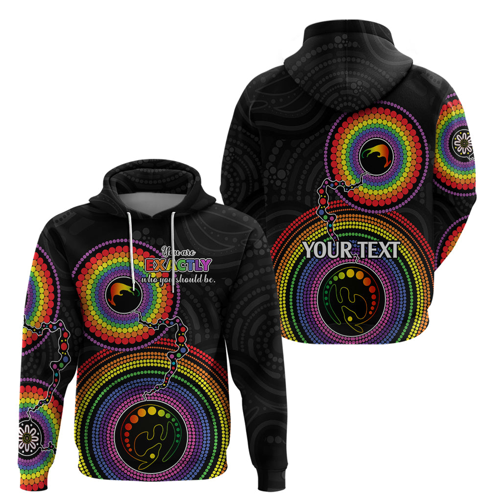 Personalised Australia LGBT Hoodie You Are Exactly Who You Should Be Aboriginal Style LT9 - Vibe Hoodie Shop