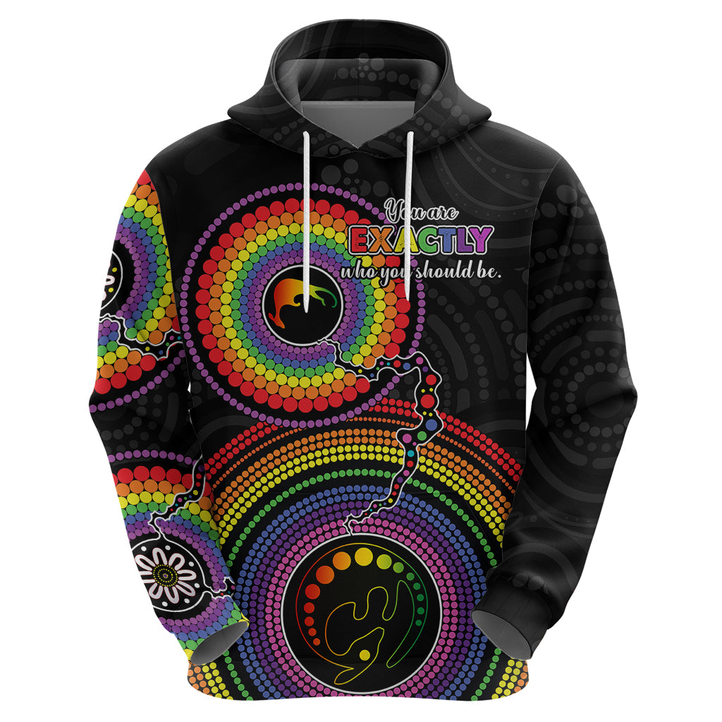 Personalised Australia LGBT Hoodie You Are Exactly Who You Should Be Aboriginal Style LT9 - Vibe Hoodie Shop