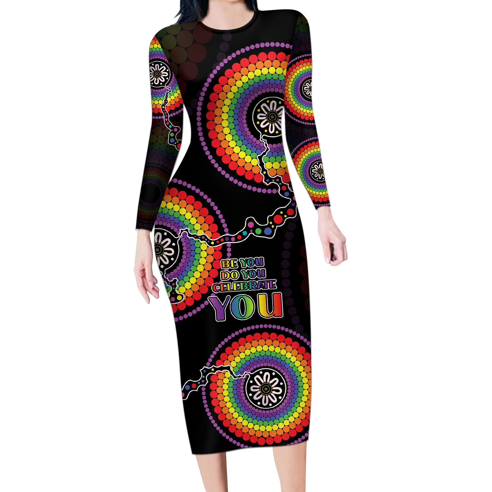 australia-lgbt-long-sleeve-bodycon-dress-be-you-do-you-celebrate-you-aboriginal-style