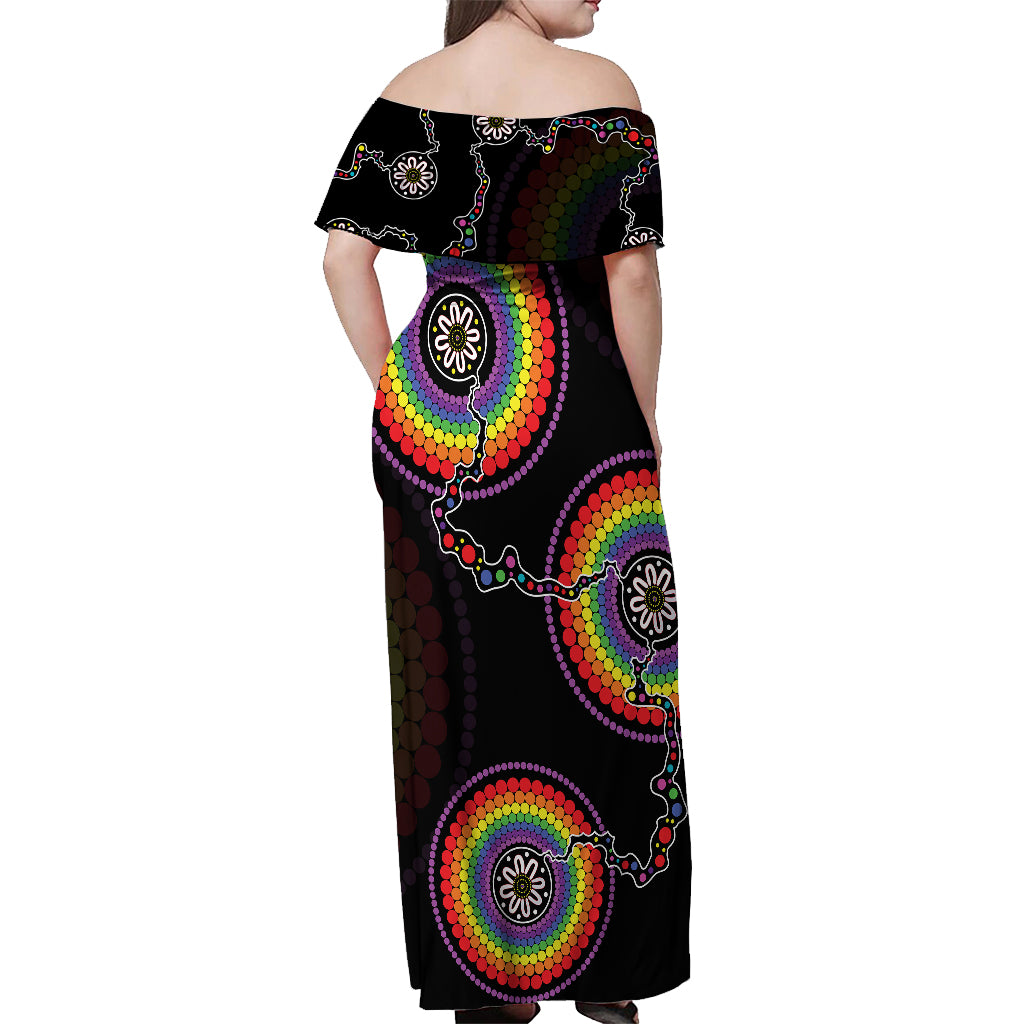 Australia LGBT Off Shoulder Maxi Dress Be You Do You Celebrate You Aboriginal Style - Vibe Hoodie Shop