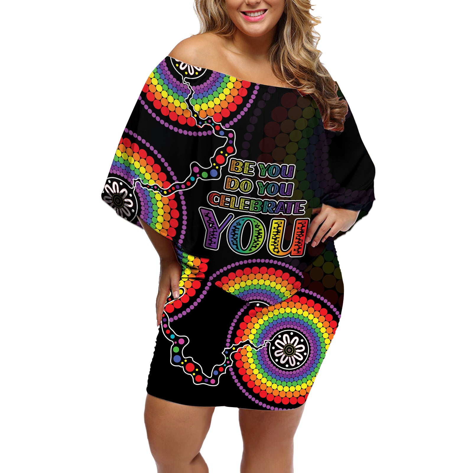 australia-lgbt-off-shoulder-short-dress-be-you-do-you-celebrate-you-aboriginal-style