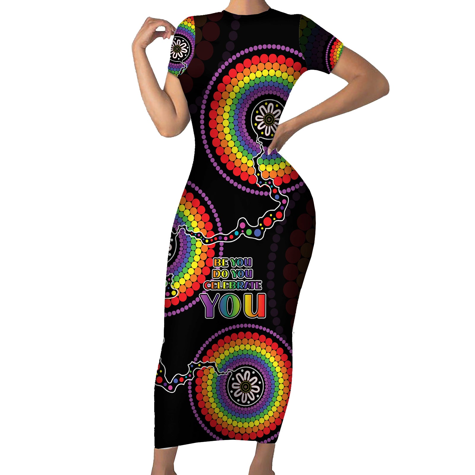 australia-lgbt-short-sleeve-bodycon-dress-be-you-do-you-celebrate-you-aboriginal-style