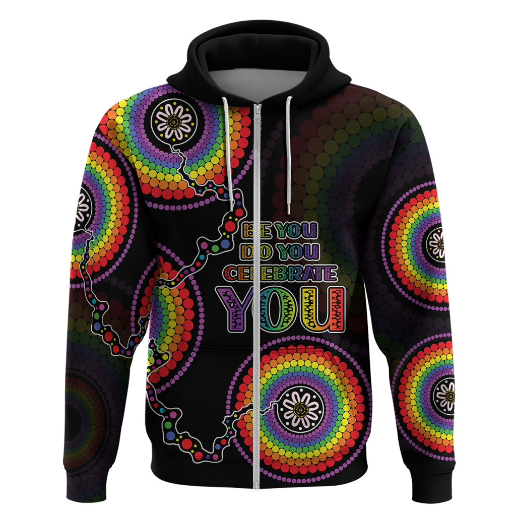 Personalised Australia LGBT Hoodie Be You Do You Celebrate You Aboriginal Style LT9 - Vibe Hoodie Shop