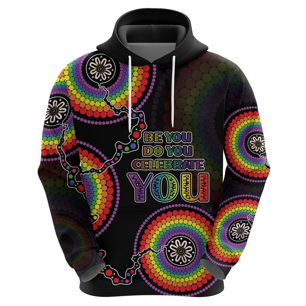 Personalised Australia LGBT Hoodie Be You Do You Celebrate You Aboriginal Style LT9 - Vibe Hoodie Shop