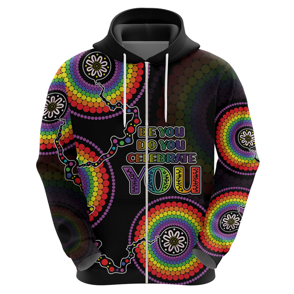 Personalised Australia LGBT Hoodie Be You Do You Celebrate You Aboriginal Style LT9 - Vibe Hoodie Shop