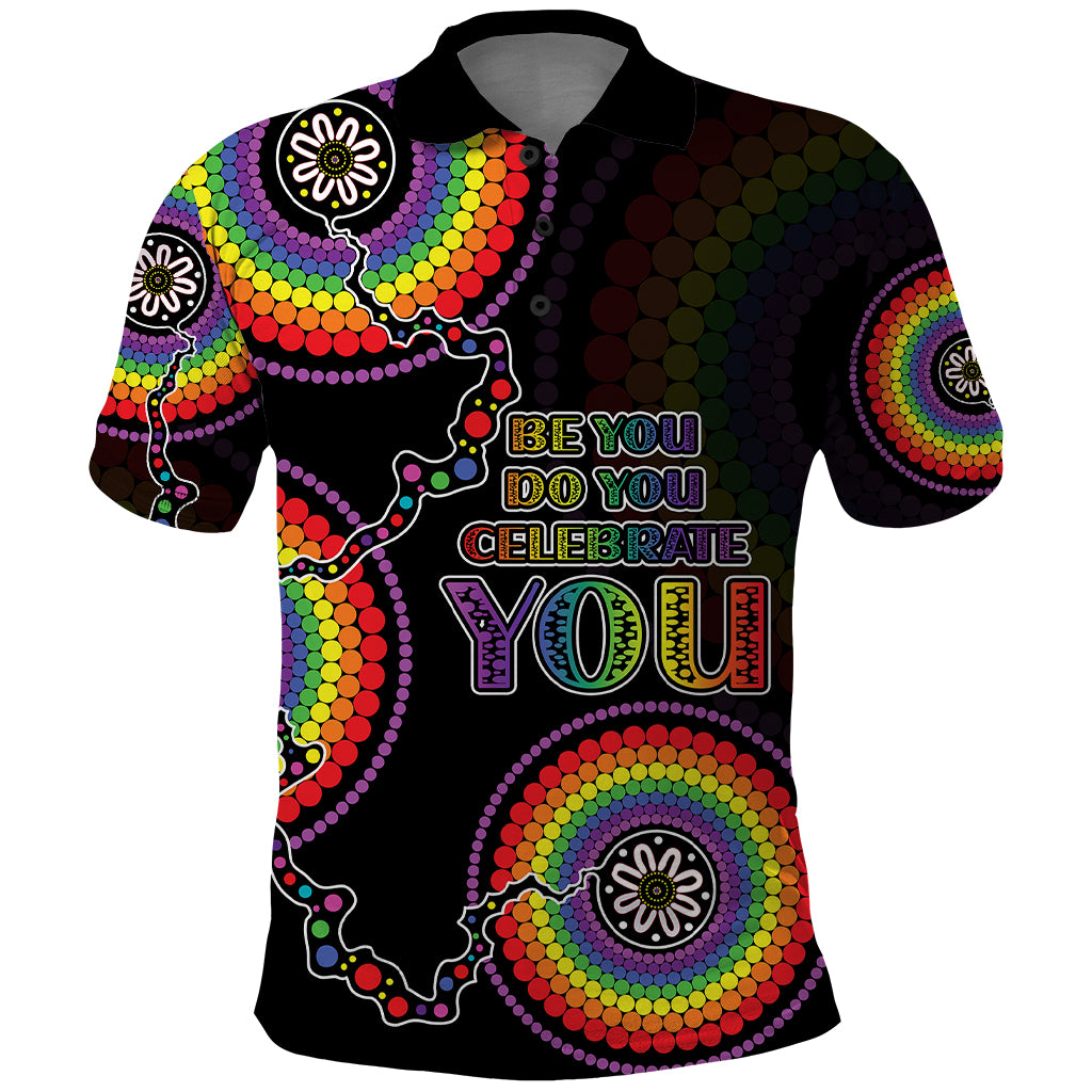 Personalised Australia LGBT Polo Shirt Be You Do You Celebrate You Aboriginal Style LT9 - Vibe Hoodie Shop