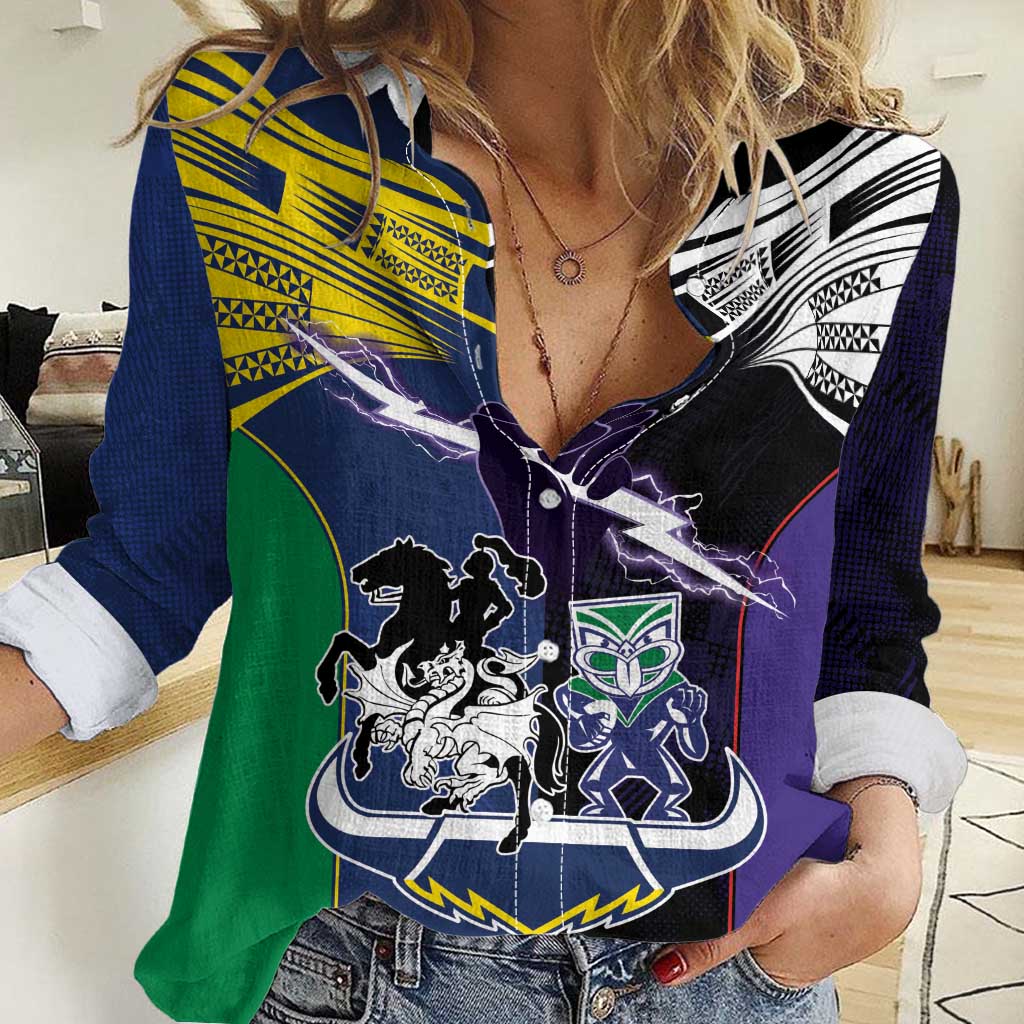 Custom Dragons-Cowboys Combine Storm-Warriors Women Casual Shirt Sport Style Version 01 - Vibe Hoodie Shop