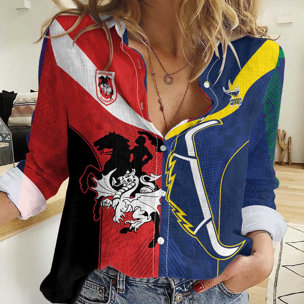 Custom Dragons-Cowboys Combine Storm-Warriors Women Casual Shirt Sport Style Version 02 - Vibe Hoodie Shop