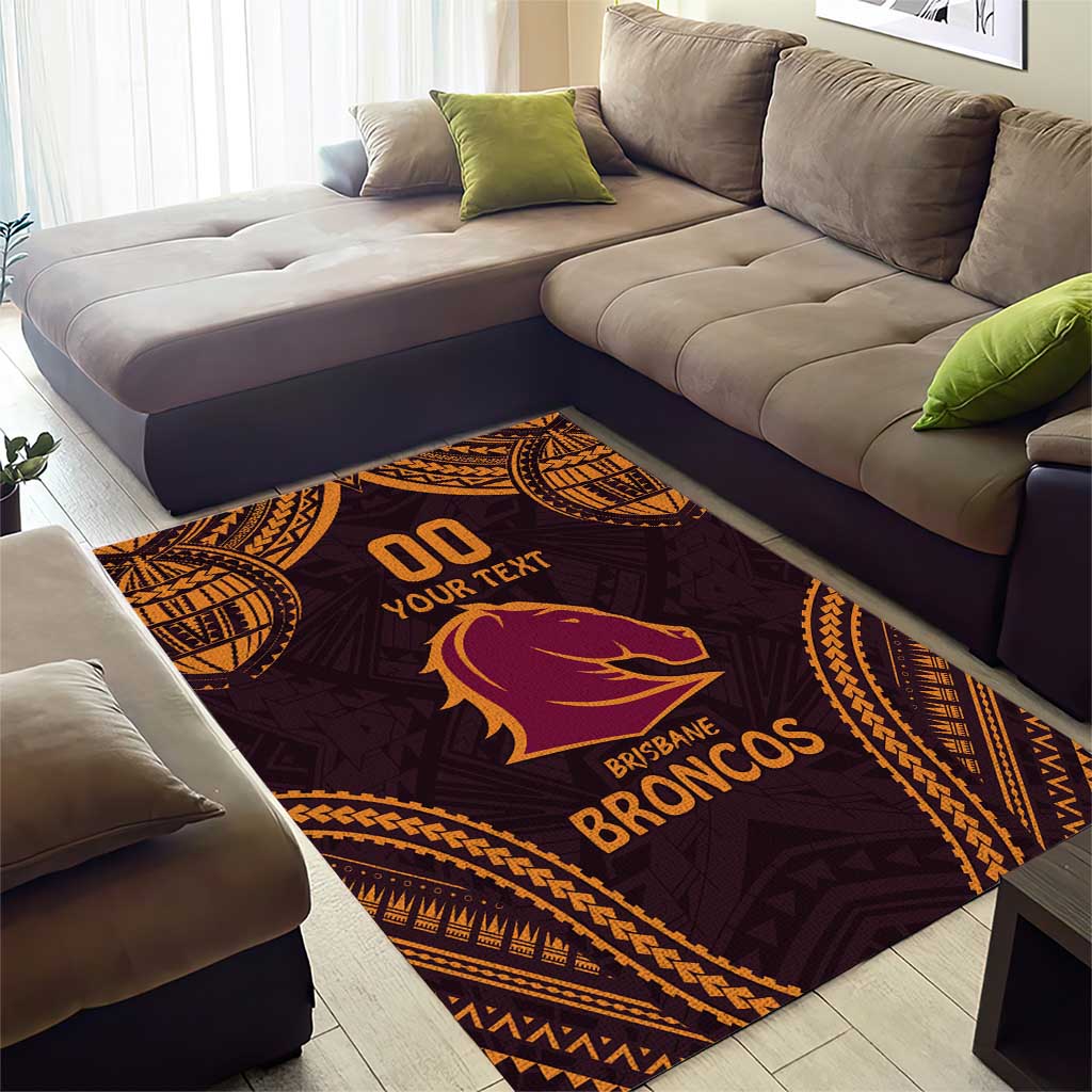 Custom Broncos Rugby Area Rug With Polynesian Style - Vibe Hoodie Shop