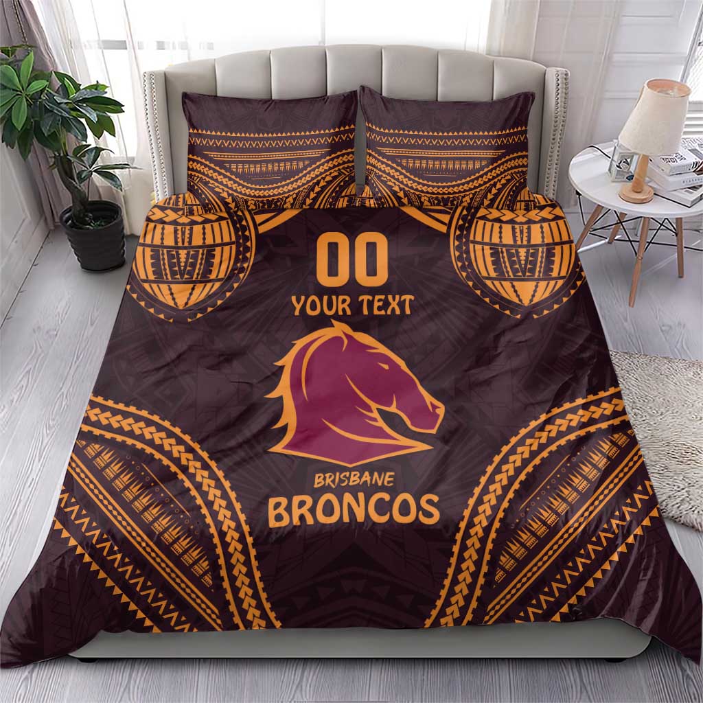 Custom Broncos Rugby Bedding Set With Polynesian Style - Vibe Hoodie Shop
