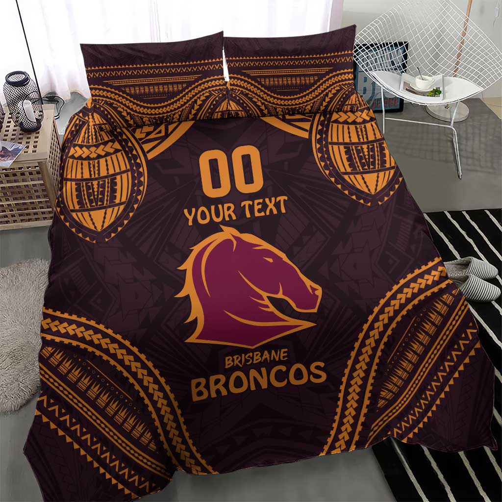Custom Broncos Rugby Bedding Set With Polynesian Style - Vibe Hoodie Shop