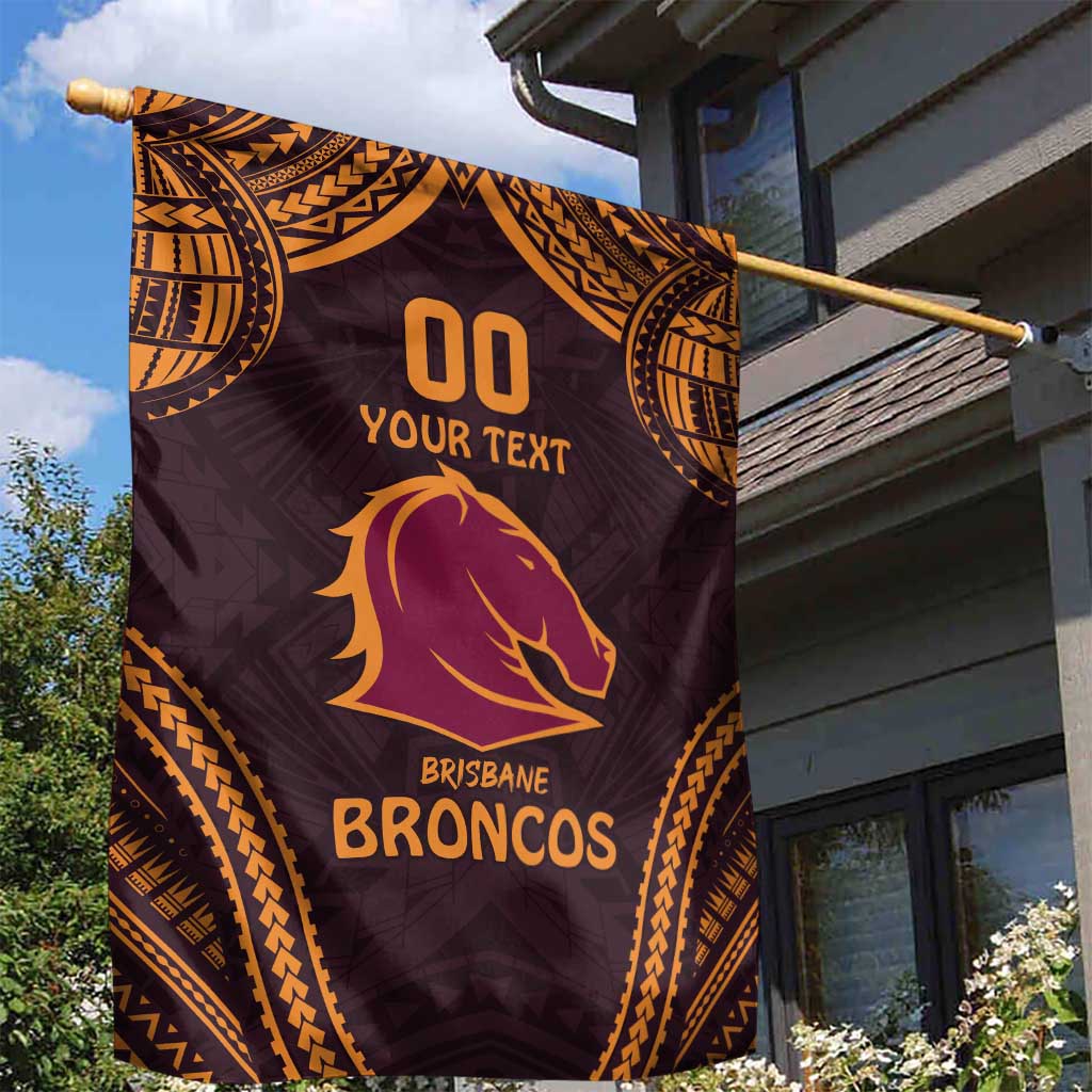 Custom Broncos Rugby Garden Flag With Polynesian Style - Vibe Hoodie Shop