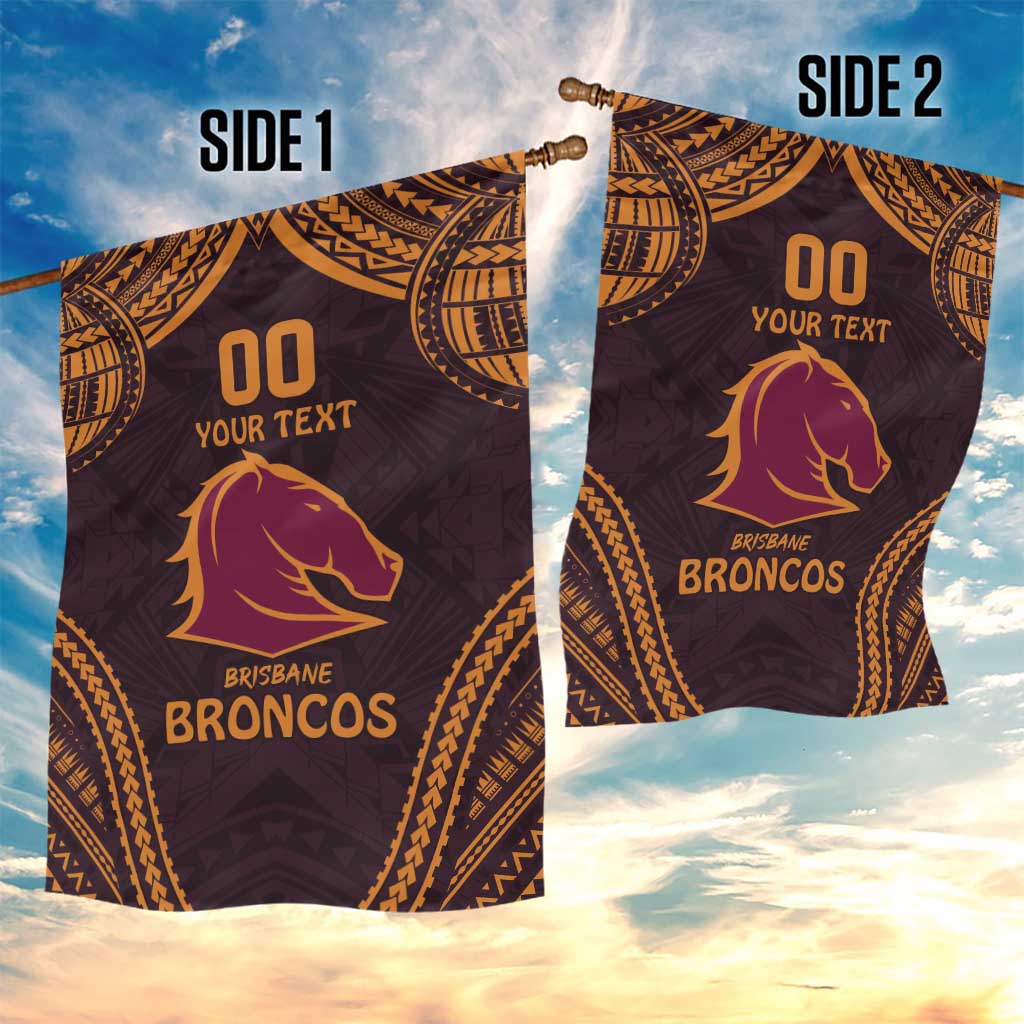 Custom Broncos Rugby Garden Flag With Polynesian Style - Vibe Hoodie Shop