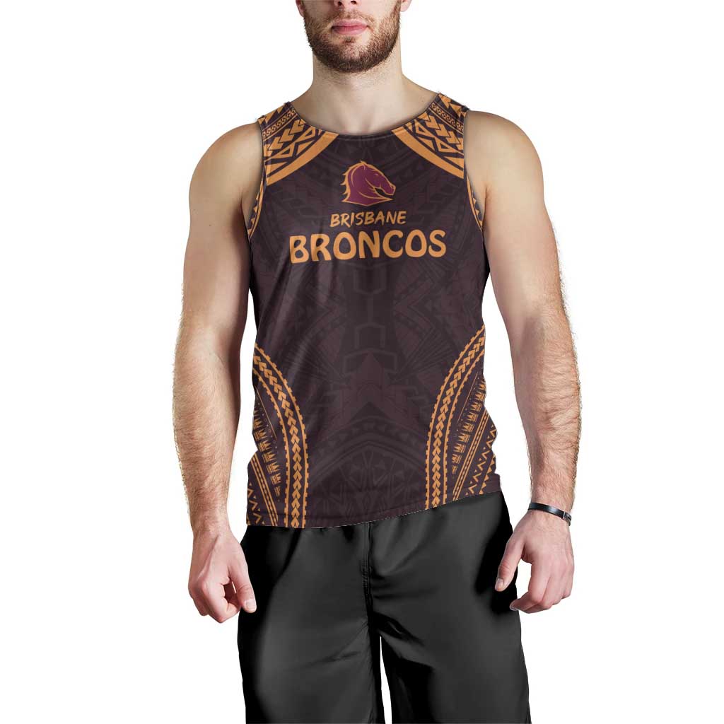 Custom Broncos Rugby Men Tank Top With Polynesian Style - Vibe Hoodie Shop