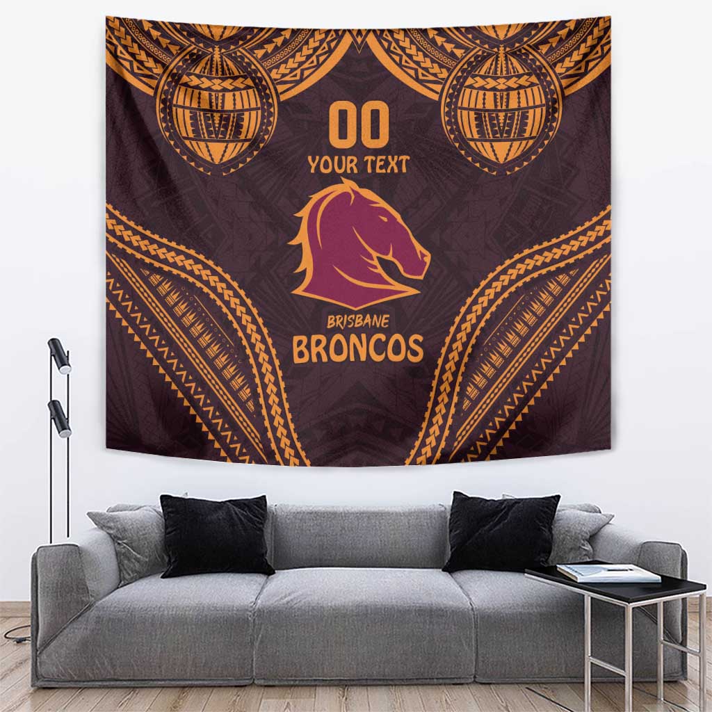 Custom Broncos Rugby Tapestry With Polynesian Style - Vibe Hoodie Shop