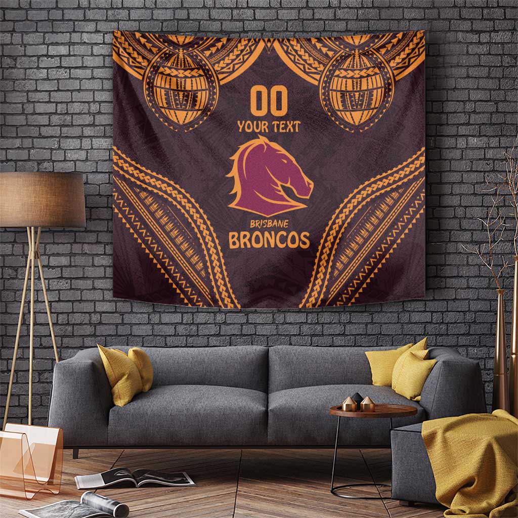 Custom Broncos Rugby Tapestry With Polynesian Style - Vibe Hoodie Shop