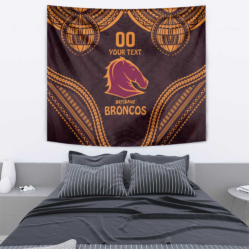 Custom Broncos Rugby Tapestry With Polynesian Style - Vibe Hoodie Shop