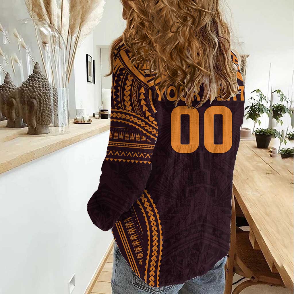 Custom Broncos Rugby Women Casual Shirt With Polynesian Style - Vibe Hoodie Shop