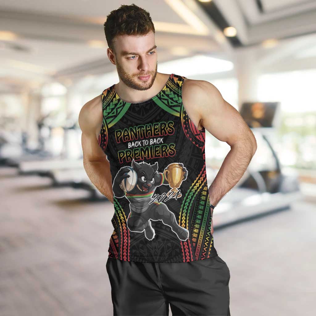 Custom Panthers Champion Grand Final 2024 Men Tank Top With Polynesian Style - Vibe Hoodie Shop