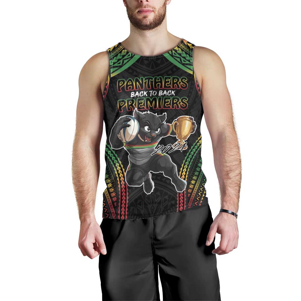 Custom Panthers Champion Grand Final 2024 Men Tank Top With Polynesian Style - Vibe Hoodie Shop
