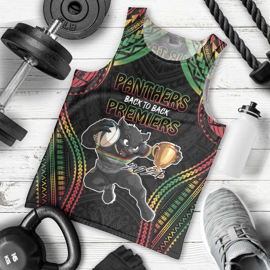 Custom Panthers Champion Grand Final 2024 Men Tank Top With Polynesian Style - Vibe Hoodie Shop