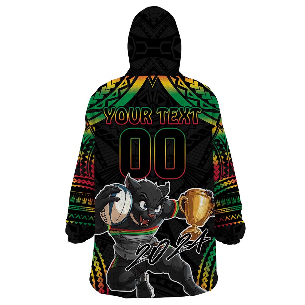 Custom Panthers Champion Grand Final 2024 Wearable Blanket Hoodie With Polynesian Style - Vibe Hoodie Shop