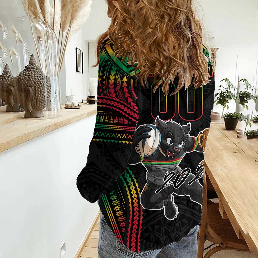 Custom Panthers Champion Grand Final 2024 Women Casual Shirt With Polynesian Style - Vibe Hoodie Shop