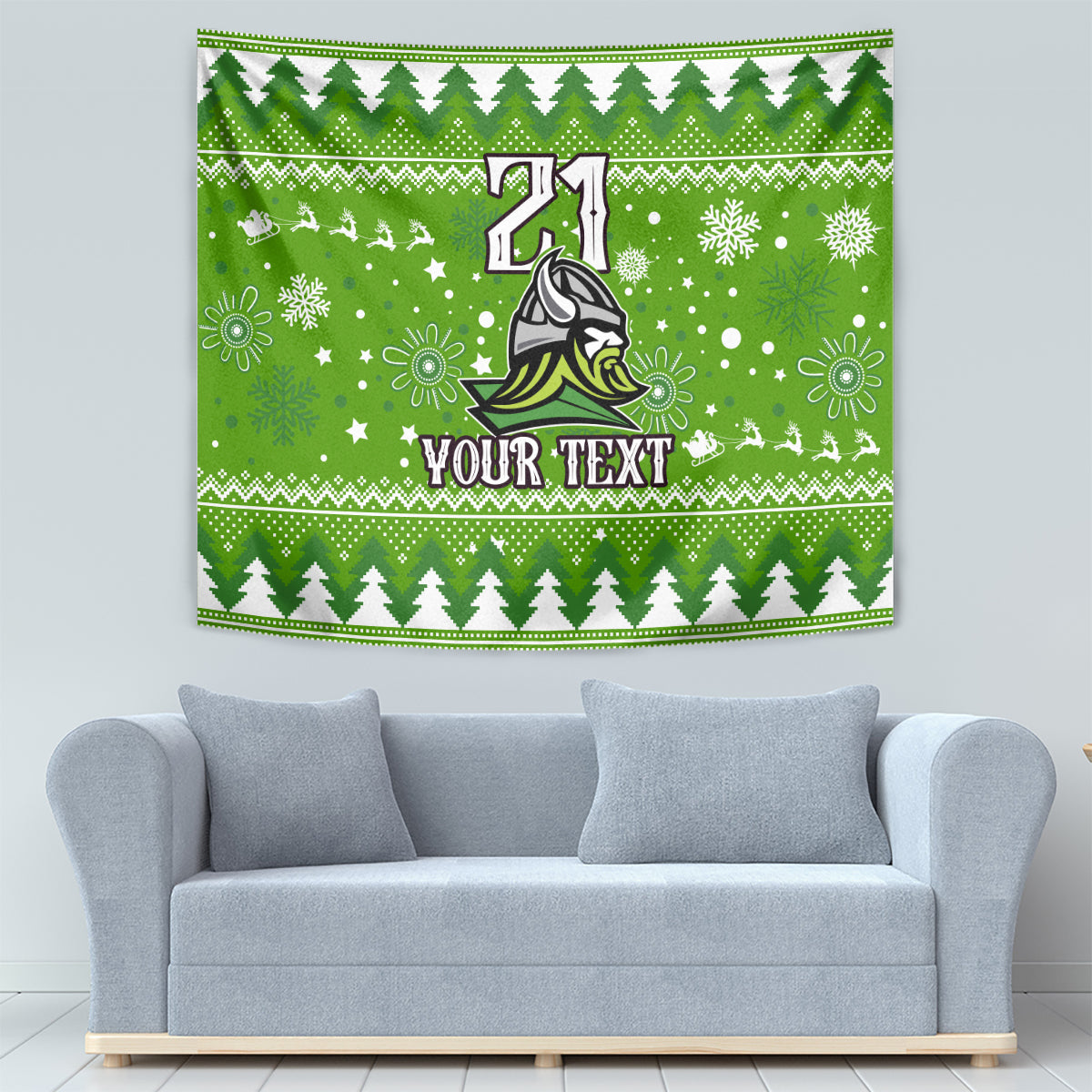 Custom Raiders Rugby Tapestry The Mighty Green Machine 2023 Christmas Vibe - Vibe Hoodie Shop