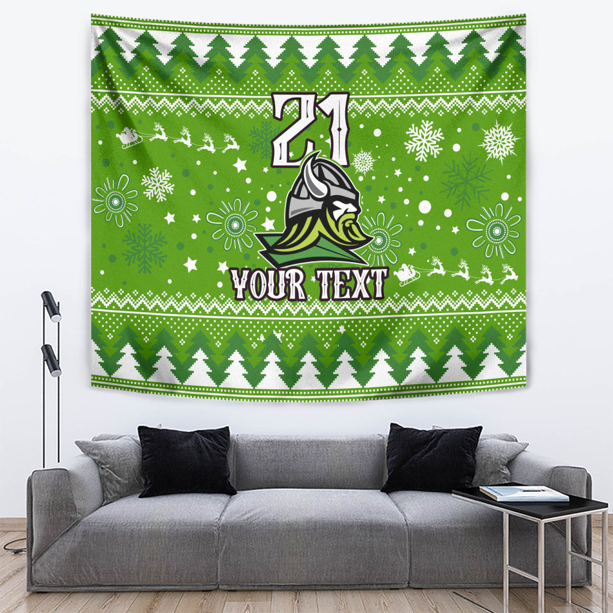 Custom Raiders Rugby Tapestry The Mighty Green Machine 2023 Christmas Vibe - Vibe Hoodie Shop