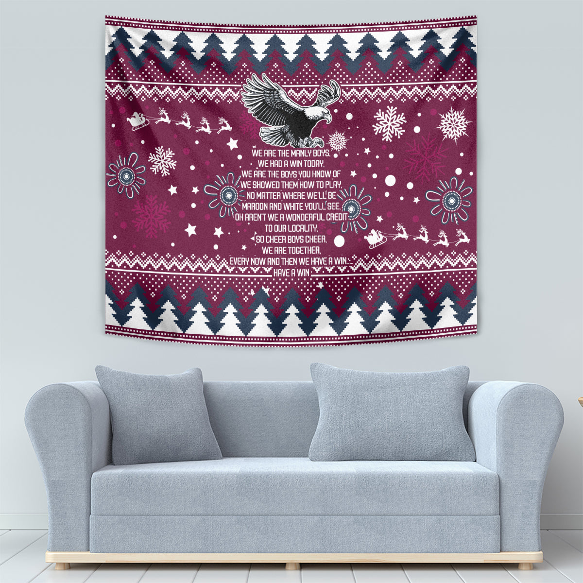 Sea Eagles Rugby Tapestry Manly Boys Victory 2023 Christmas Vibe - Vibe Hoodie Shop