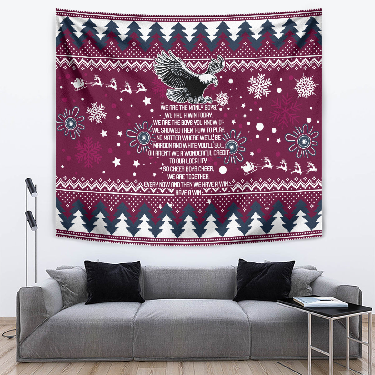 Sea Eagles Rugby Tapestry Manly Boys Victory 2023 Christmas Vibe - Vibe Hoodie Shop