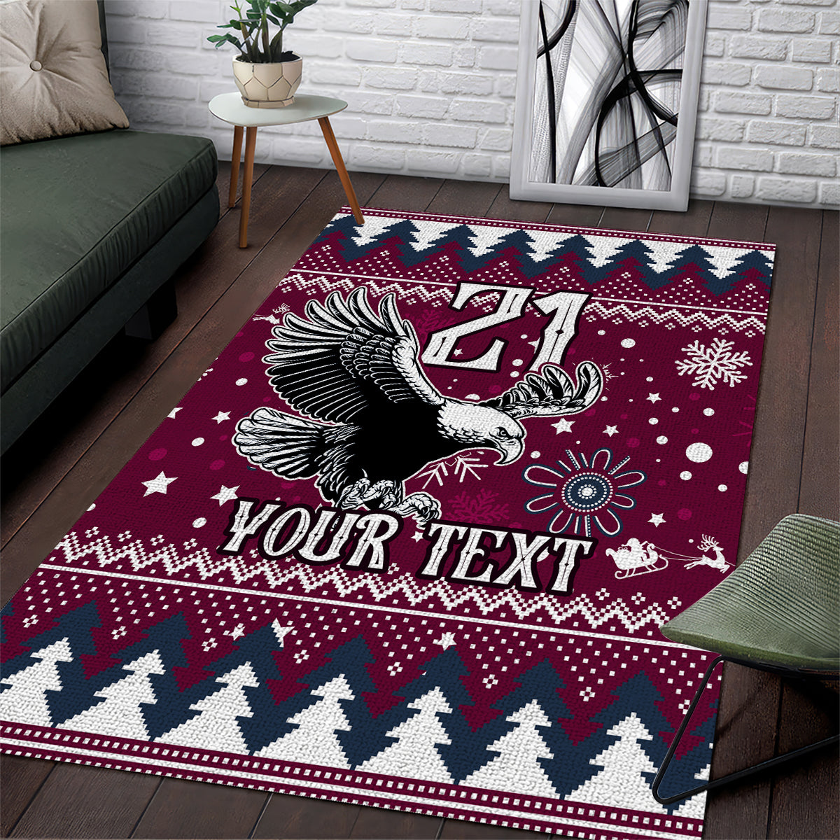 Custom Sea Eagles Rugby Area Rug Manly Boys Victory 2023 Christmas Vibe - Vibe Hoodie Shop