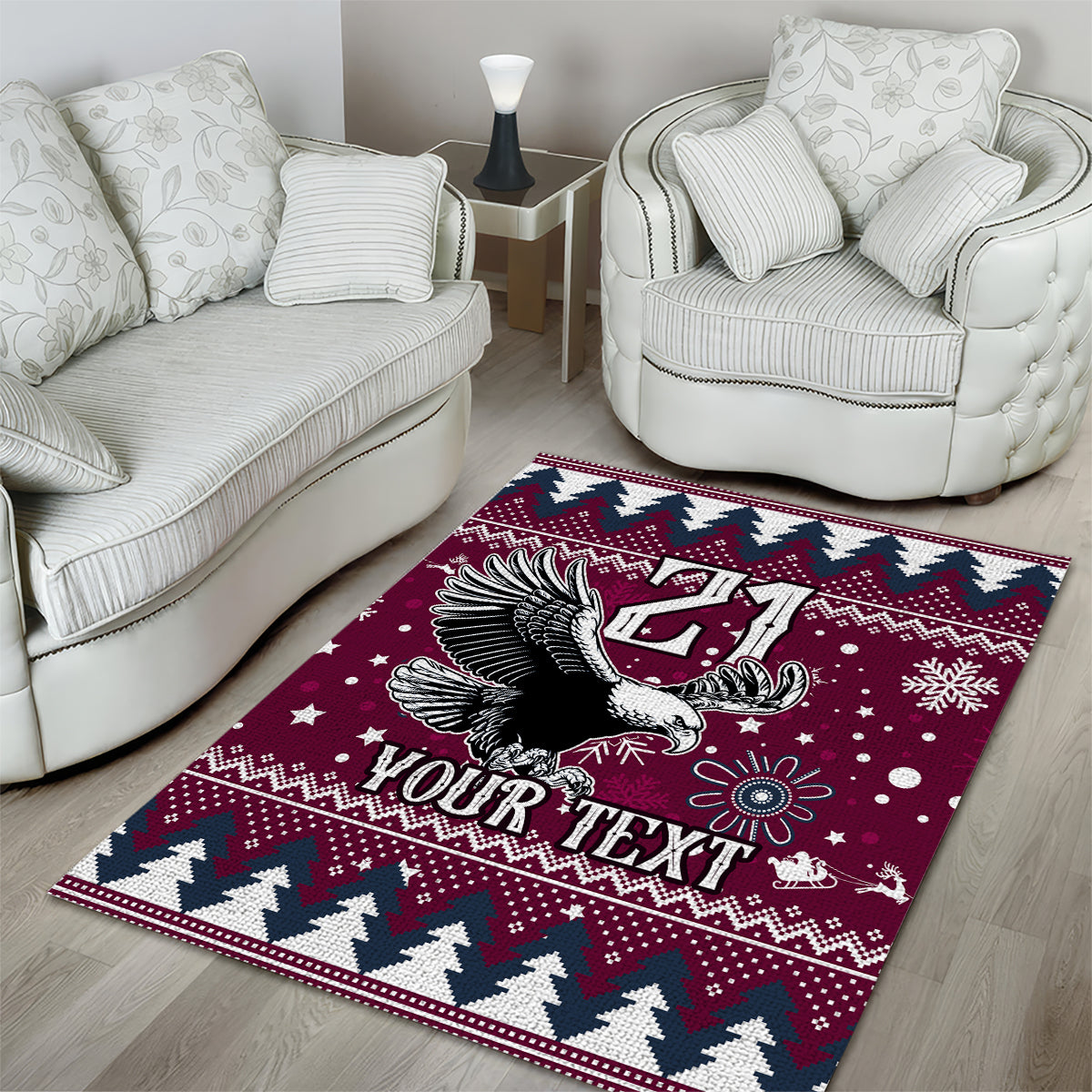 Custom Sea Eagles Rugby Area Rug Manly Boys Victory 2023 Christmas Vibe - Vibe Hoodie Shop