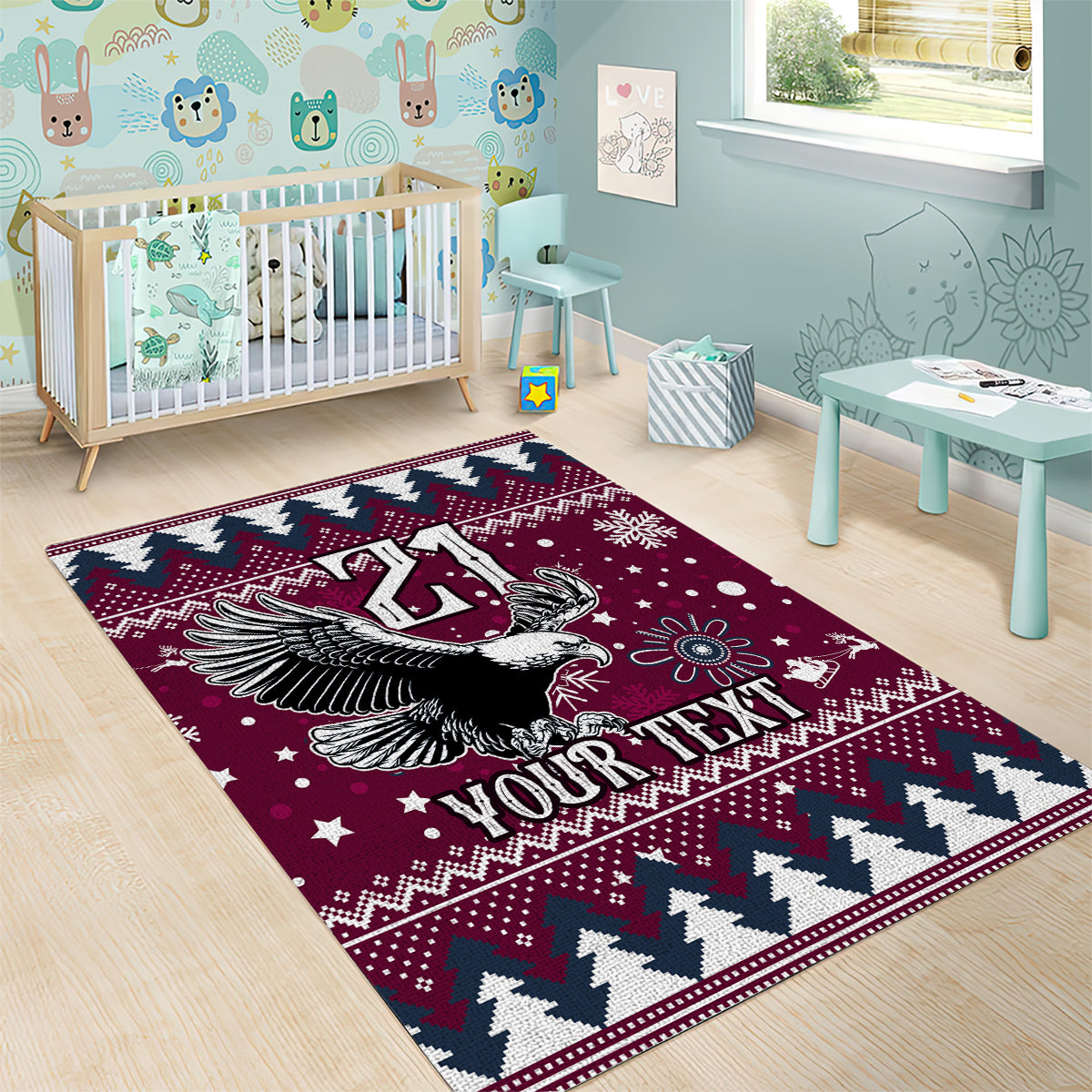 Custom Sea Eagles Rugby Area Rug Manly Boys Victory 2023 Christmas Vibe - Vibe Hoodie Shop