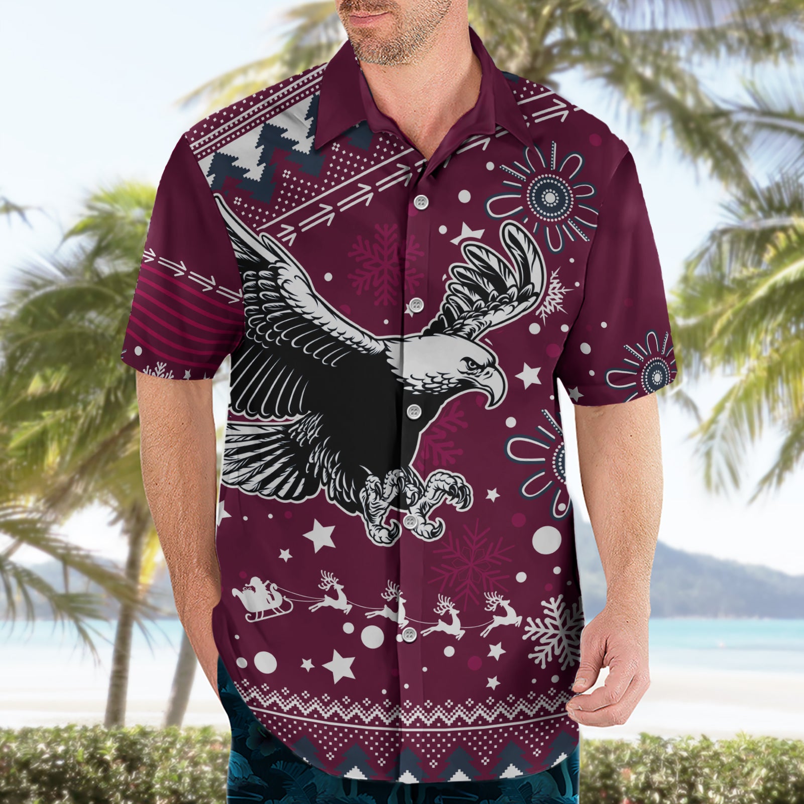 Custom Sea Eagles Rugby Hawaiian Shirt Manly Boys Victory 2023 Christmas Vibe - Vibe Hoodie Shop