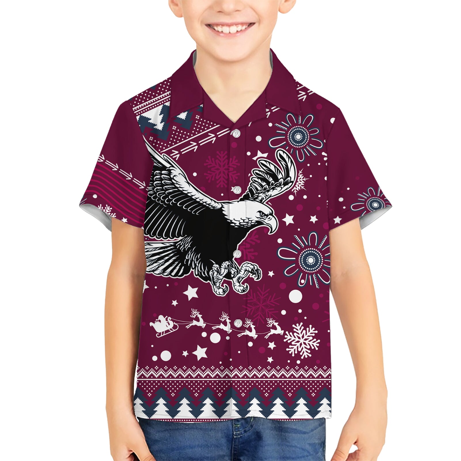 Custom Sea Eagles Rugby Hawaiian Shirt Manly Boys Victory 2023 Christmas Vibe - Vibe Hoodie Shop