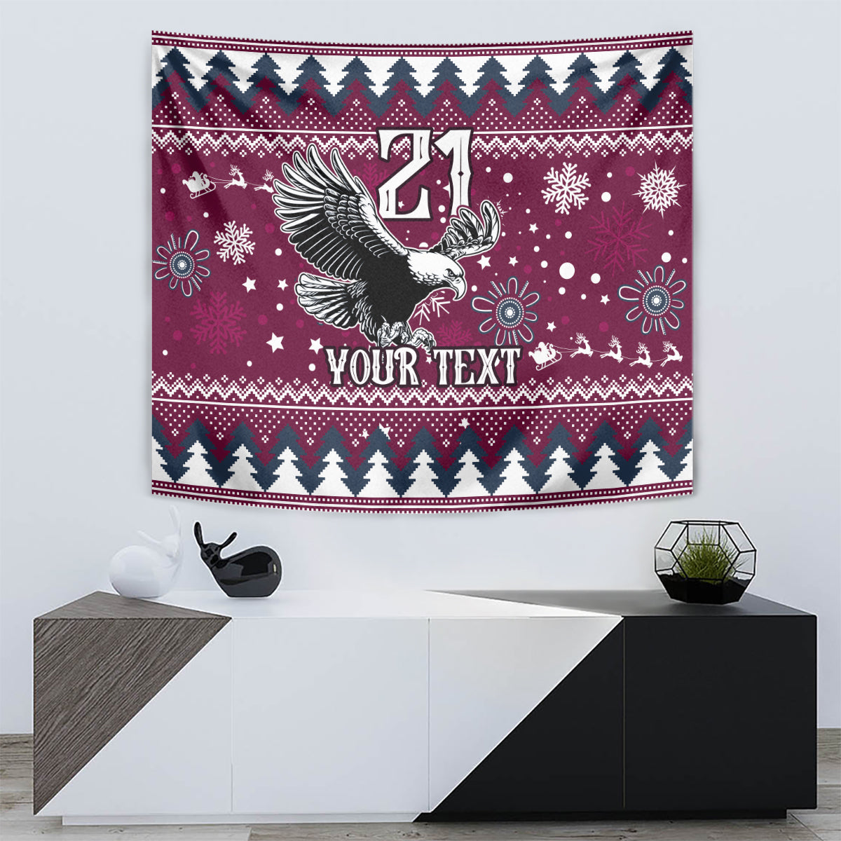 Custom Sea Eagles Rugby Tapestry Manly Boys Victory 2023 Christmas Vibe - Vibe Hoodie Shop