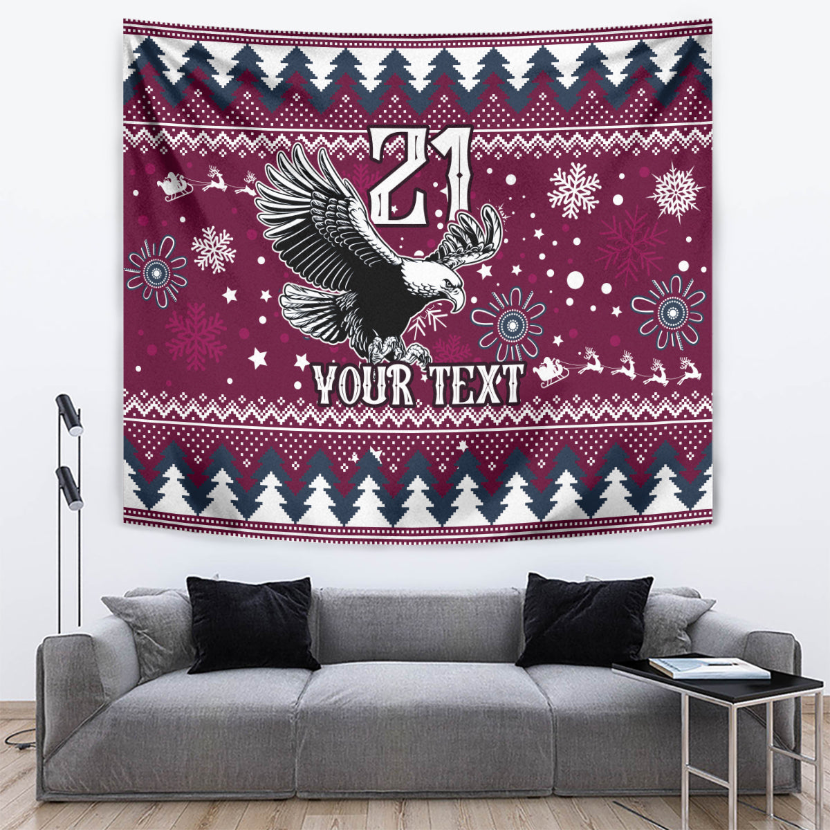 Custom Sea Eagles Rugby Tapestry Manly Boys Victory 2023 Christmas Vibe - Vibe Hoodie Shop