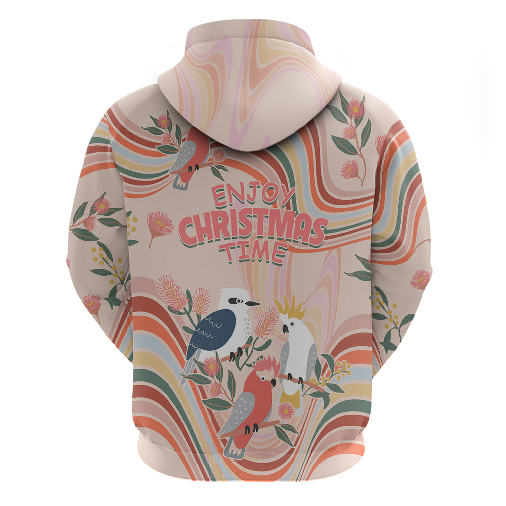 Australia Hippie Christmas Hoodie Cockatoo Kookaburra with Wattle Pink Peach Style LT9 - Vibe Hoodie Shop
