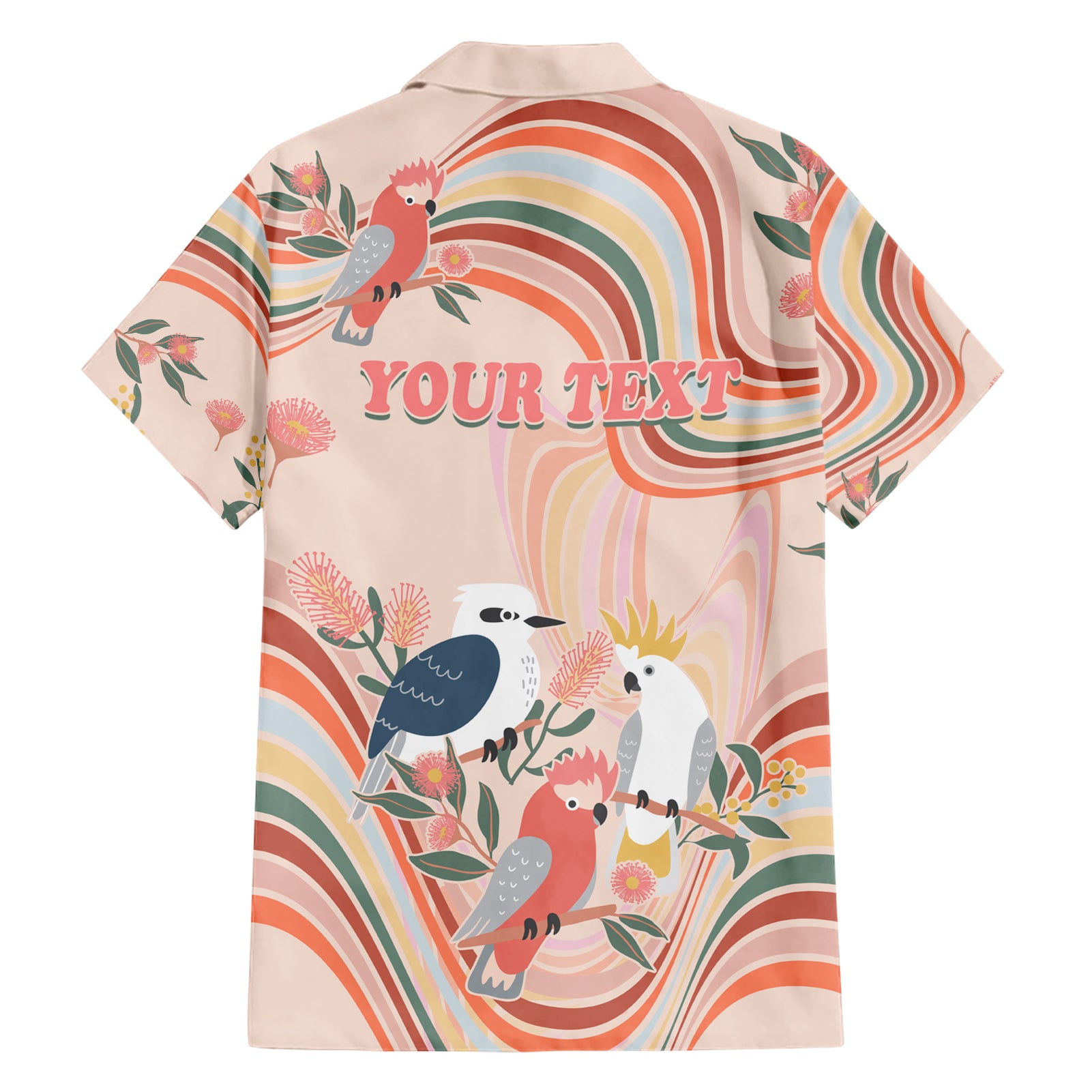 Personalised Australia Hippie Christmas Hawaiian Shirt Cockatoo Kookaburra with Wattle Pink Peach Style - Vibe Hoodie Shop