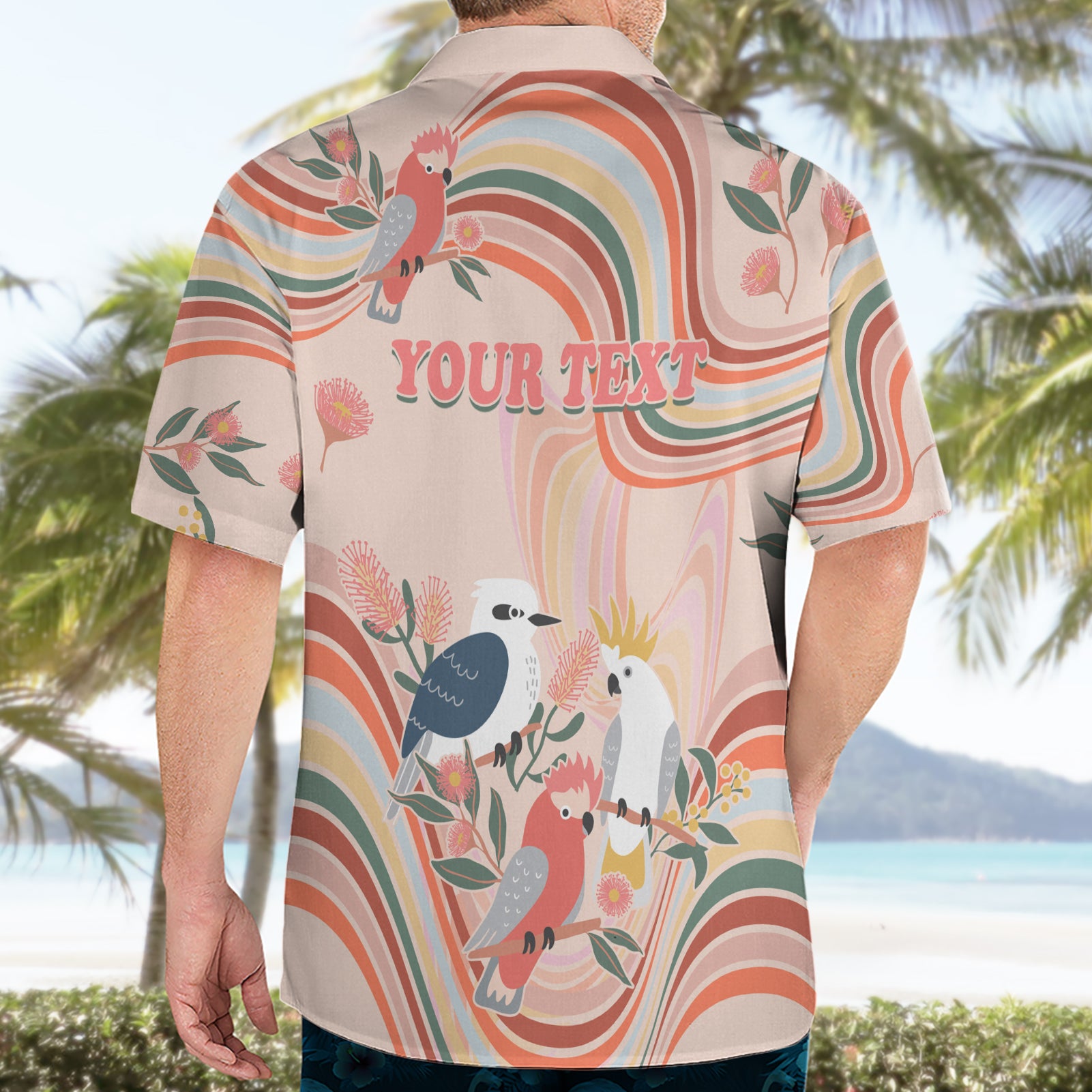 Personalised Australia Hippie Christmas Hawaiian Shirt Cockatoo Kookaburra with Wattle Pink Peach Style - Vibe Hoodie Shop