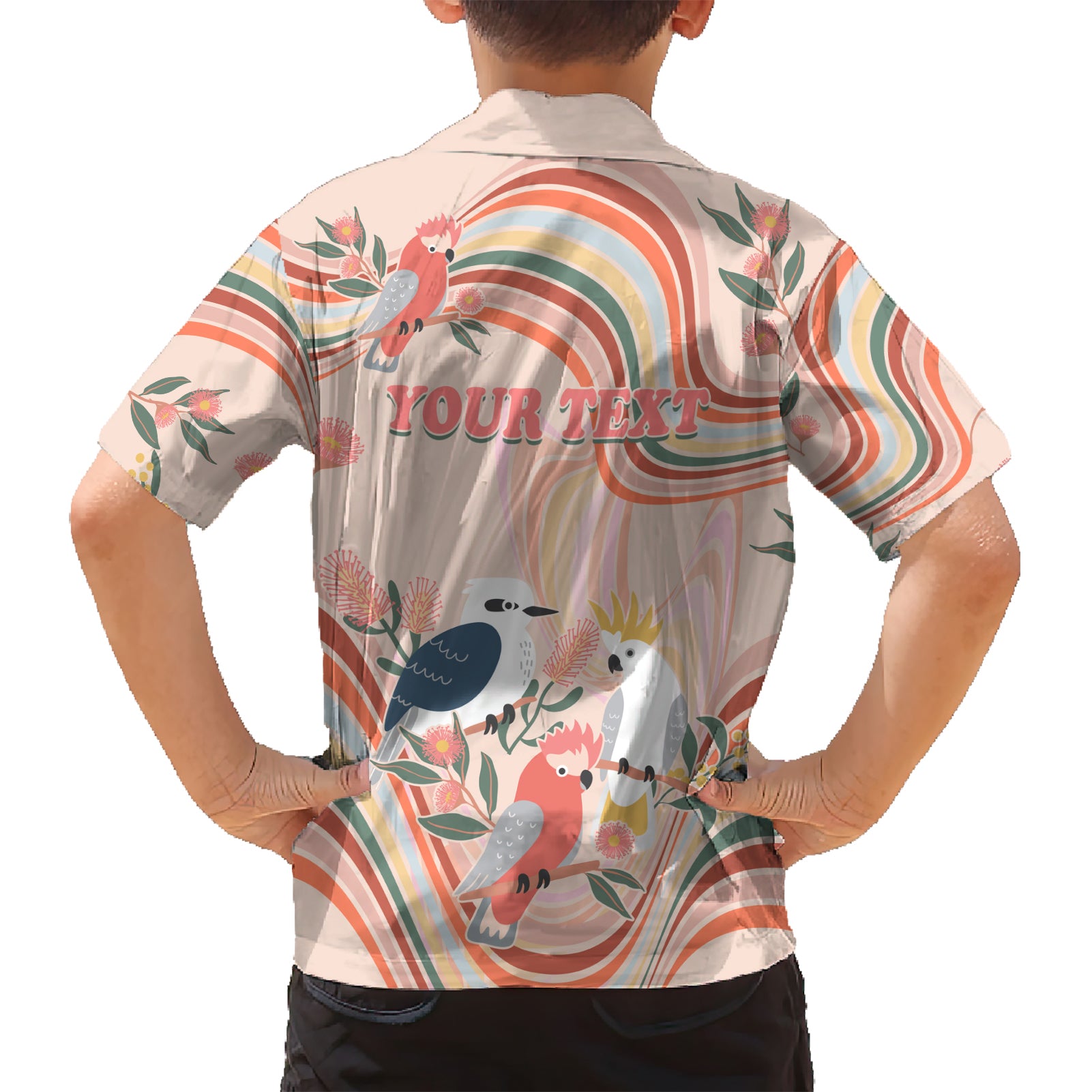 Personalised Australia Hippie Christmas Hawaiian Shirt Cockatoo Kookaburra with Wattle Pink Peach Style - Vibe Hoodie Shop