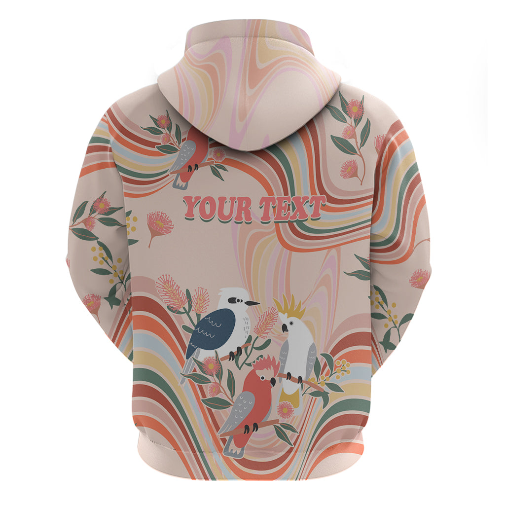 Personalised Australia Hippie Christmas Hoodie Cockatoo Kookaburra with Wattle Pink Peach Style LT9 - Vibe Hoodie Shop