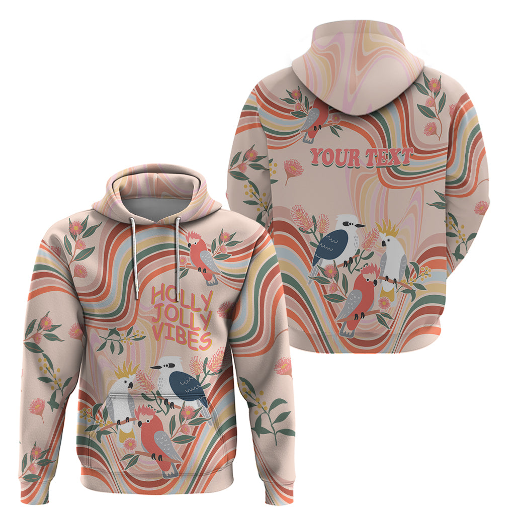 Personalised Australia Hippie Christmas Hoodie Cockatoo Kookaburra with Wattle Pink Peach Style LT9 - Vibe Hoodie Shop