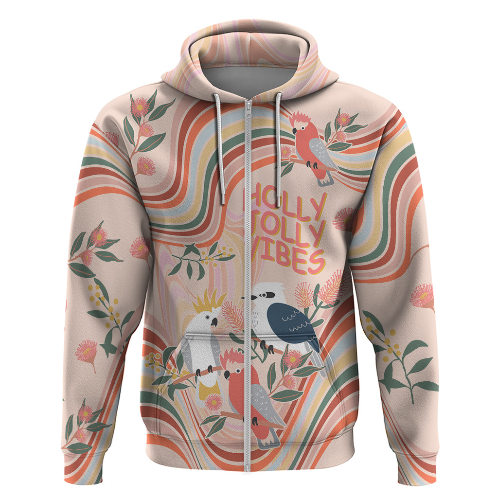 Personalised Australia Hippie Christmas Hoodie Cockatoo Kookaburra with Wattle Pink Peach Style LT9 - Vibe Hoodie Shop