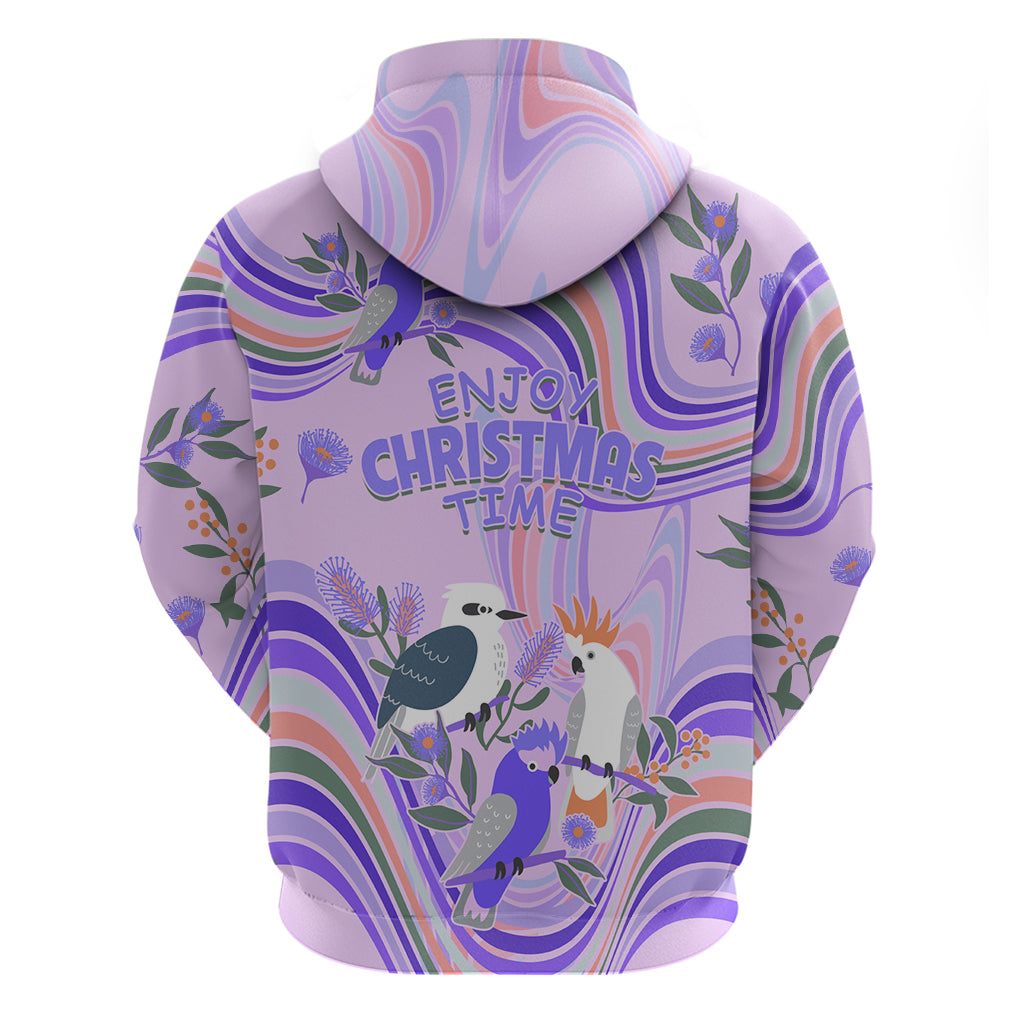 Australia Hippie Christmas Hoodie Cockatoo Kookaburra with Wattle Violet Pastel Color LT9 - Vibe Hoodie Shop
