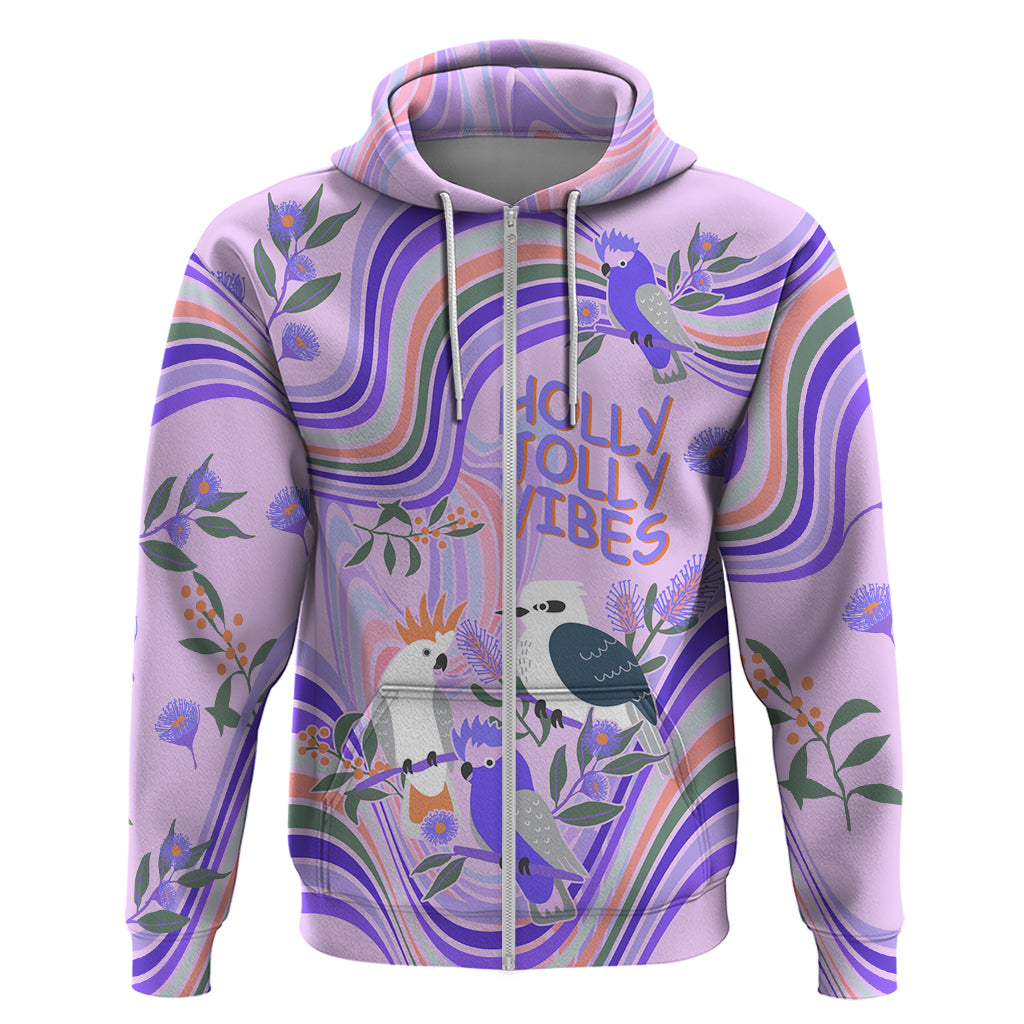 Australia Hippie Christmas Hoodie Cockatoo Kookaburra with Wattle Violet Pastel Color LT9 - Vibe Hoodie Shop